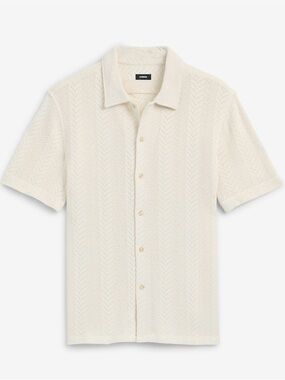NEW Express Short Sleeve Textured Button-Down Polo Shirt